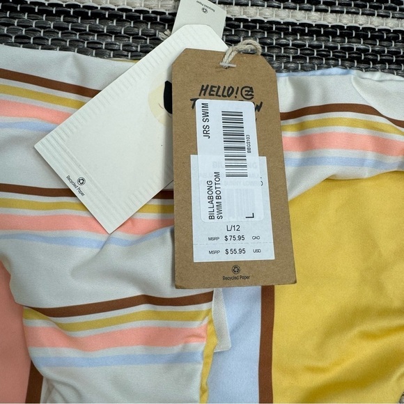 Billabong Lowrider Full Coverage Feelin Sunny Striped Women’s Bikini Bottom L/12 - Picture 7 of 12